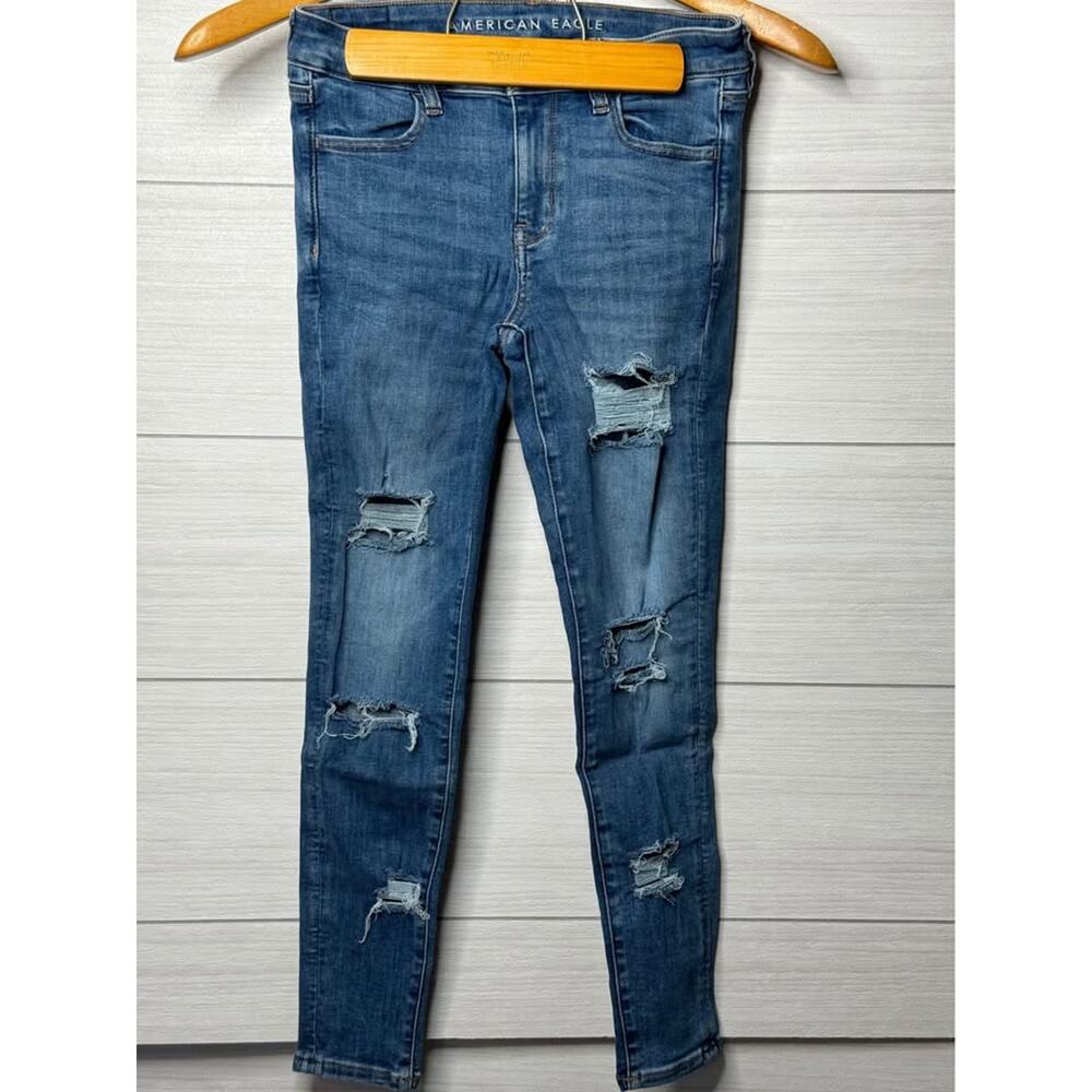 American Eagle Distressed Ripped Jeans Womens Skinny Stretch Denim Size 4‎